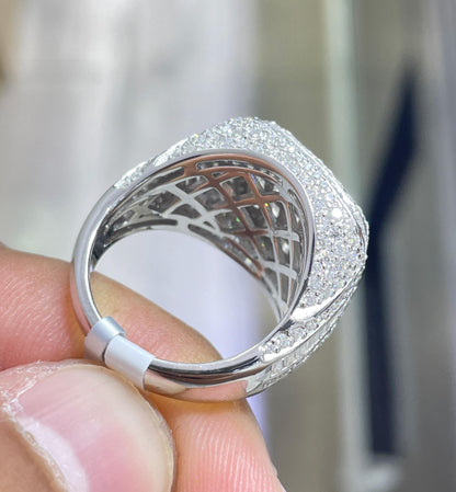 Iced Out Baguette Moissanite Ring: 925 Sterling Silver Hip Hop Jewelry