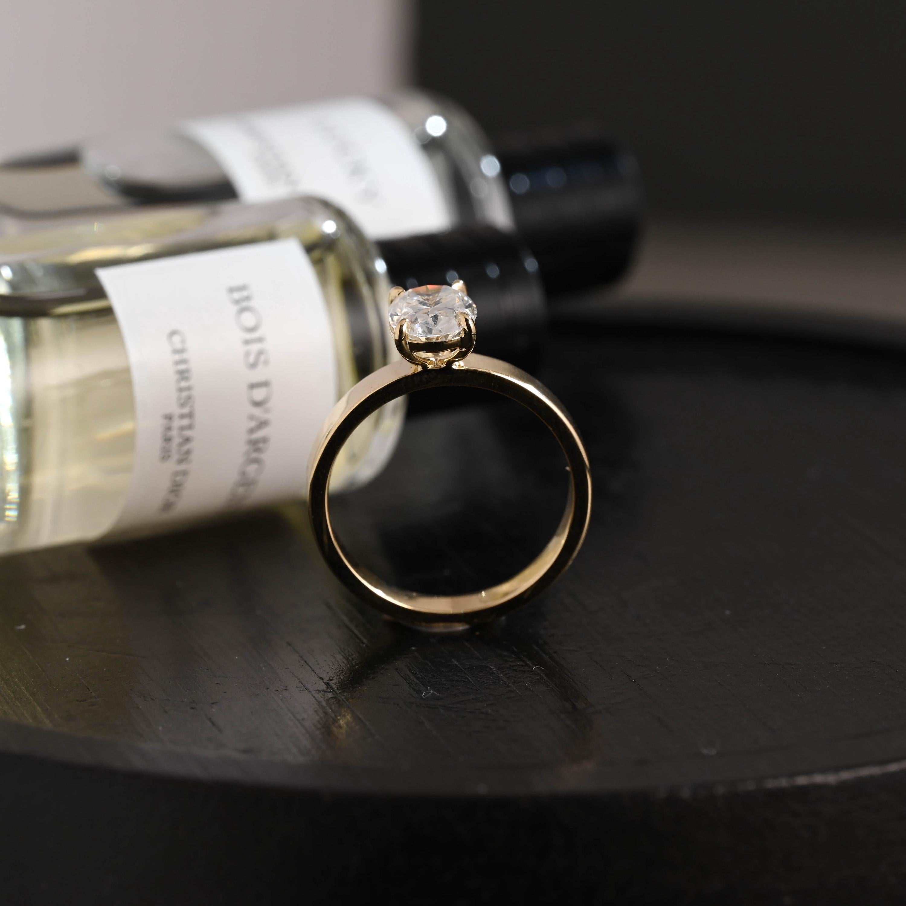 Elongated Cushion Cut Moissanite Engagement Ring, Solid Gold Cushion Wedding Ring, Proposal Ring, Anniversary Gift Birthday Gift for Women