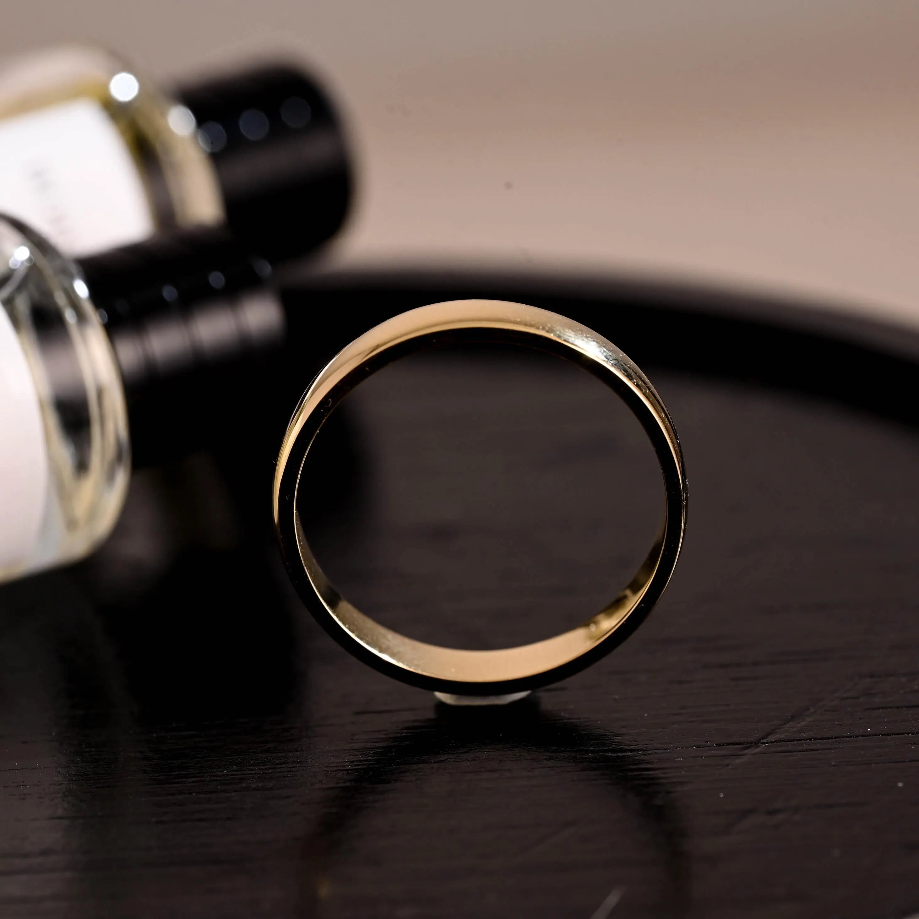 4mm Plain Cigar Wedding Band, Solid Gold Eternity Matching Band, Stackable Wedding Ring, Wedding Accessories, Matching Ring Anniversary Ring