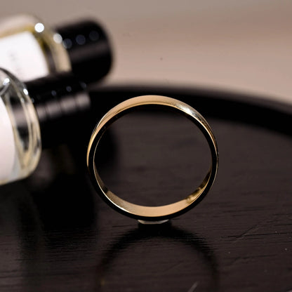 4mm Plain Cigar Wedding Band, Solid Gold Eternity Matching Band, Stackable Wedding Ring, Wedding Accessories, Matching Ring Anniversary Ring