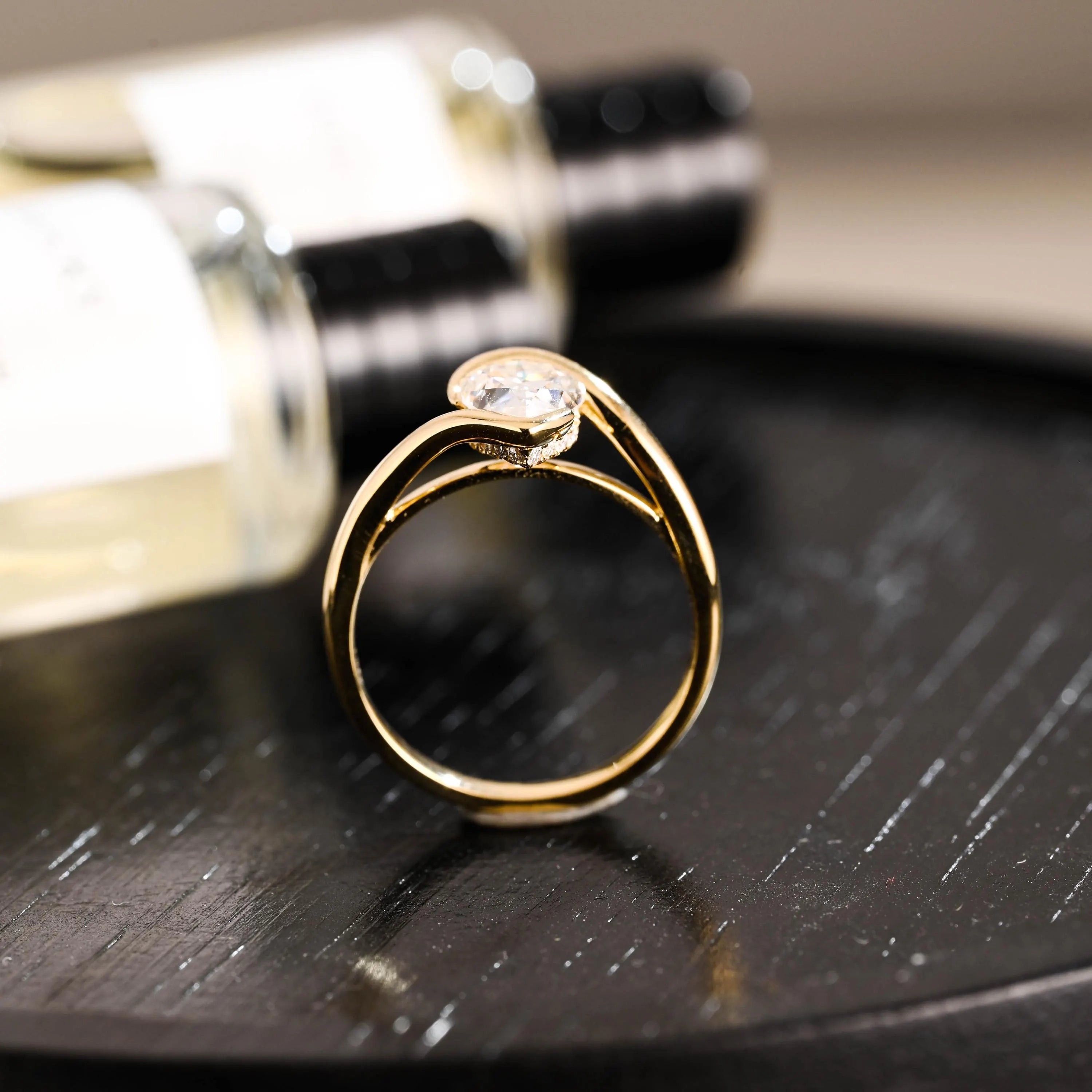 Solid Gold Pear Cut Moissanite Engagement Ring, Proposal Ring, Anniversary Gift Birthday Gift for Women Wife