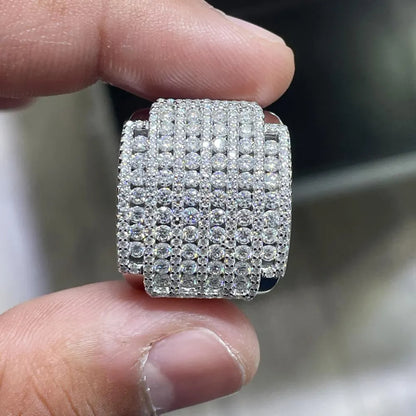 Iced Out Moissanite Pinky Ring: 925 Sterling Silver Hip Hop Jewelry