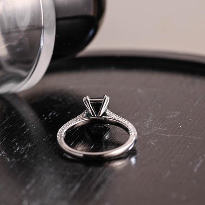 Full Pave Lab Grown Emerald Engagement Ring, Cathedral Setting Wedding Ring, 8 Prongs Anniversary Ring for Women, Moissanite Ring Gifts