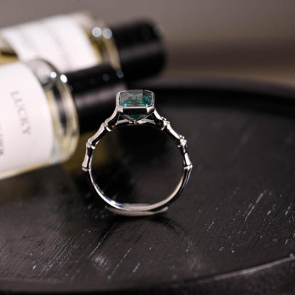 Solid Gold Lab Grown Emerald Engagement Ring, Promise Ring, Wedding Ring, Anniversary Gift Birthday Gift Valentine's Day Gift for Women Wife