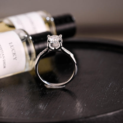 Solid Gold Round Cut Moissanite Engagement Ring, Anniversary Gift Birthday Gift for Women Wife