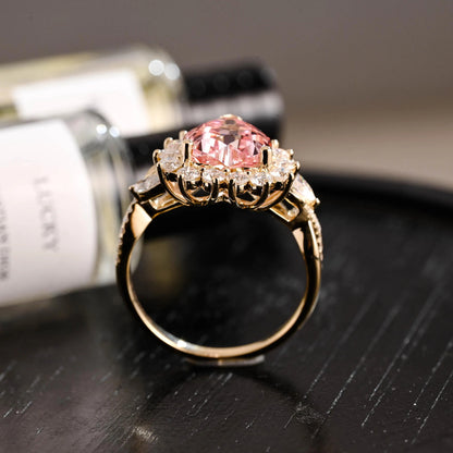 Solid Gold Heart Cut Moissanite Engagement Ring, Anniversary Gift Birthday Gift for Women Wife