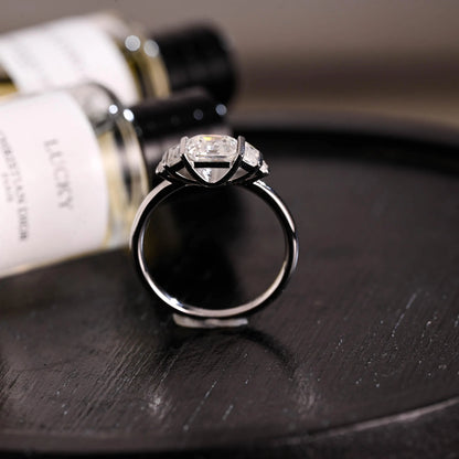 Solid Gold Asscher Cut Moissanite Engagement Ring, Anniversary Gift Birthday Gift for Women Wife