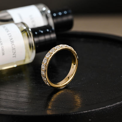 Solid Gold 3.5mm Moissanite Wedding Band, Round Cut Anniversary Ring