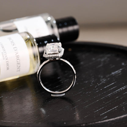 Solid Gold Emerald Cut Moissanite Engagement Ring, Proposal Ring, Promise Ring, Wedding Ring, Anniversary Gift Birthday Gift for Women Wife