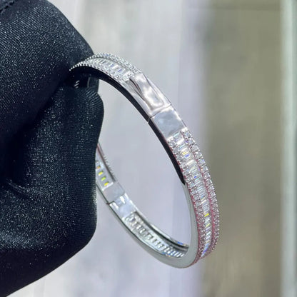 Moissanite Diamond Bangle Bracelet: 5.96ctw VVS, Sterling Silver