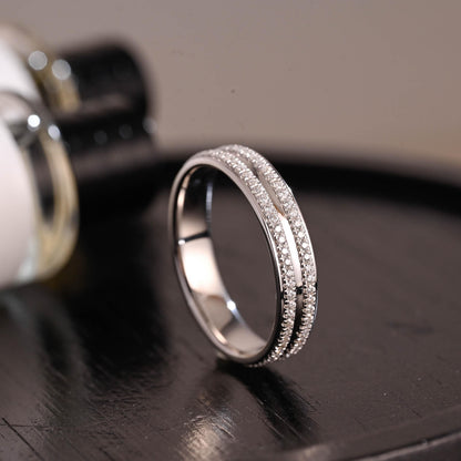 Solid Gold Moissanite Wedding Band, 4.5mm Width Anniversary Ring