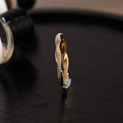 Twisted Moissanite Wedding Band, Solid Gold Eternity Ring, Stackable Anniversary