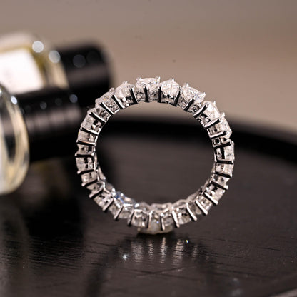 Solid Gold Heart Moissanite Eternity Band, Stackable Wedding Ring, SD-479