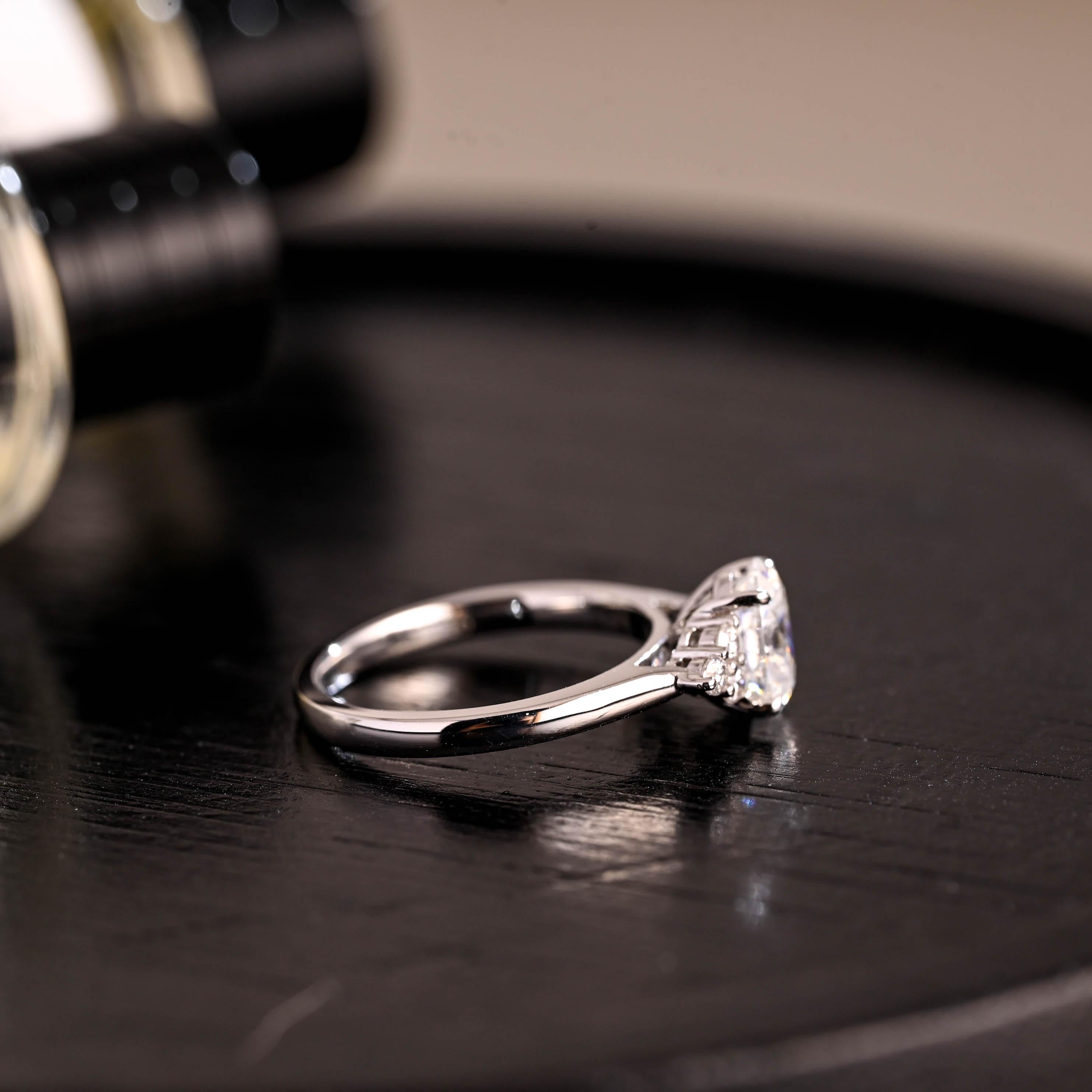 Solid Gold Cathedral Setting Oval Cut Moissanite Engagement Ring, Anniversary Ring for Women