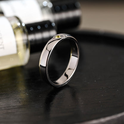 Solid Gold Yellow Sapphire Wedding Band, Matching Ring