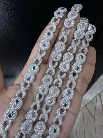 Iced Out VVS Moissanite Diamond Infinity Link Bracelet: 9.30ctw Miami Cuban
