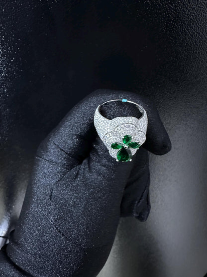 Oversized Moissanite Diamond Men's Ring: Green Sapphire Hip Hop Jewelry