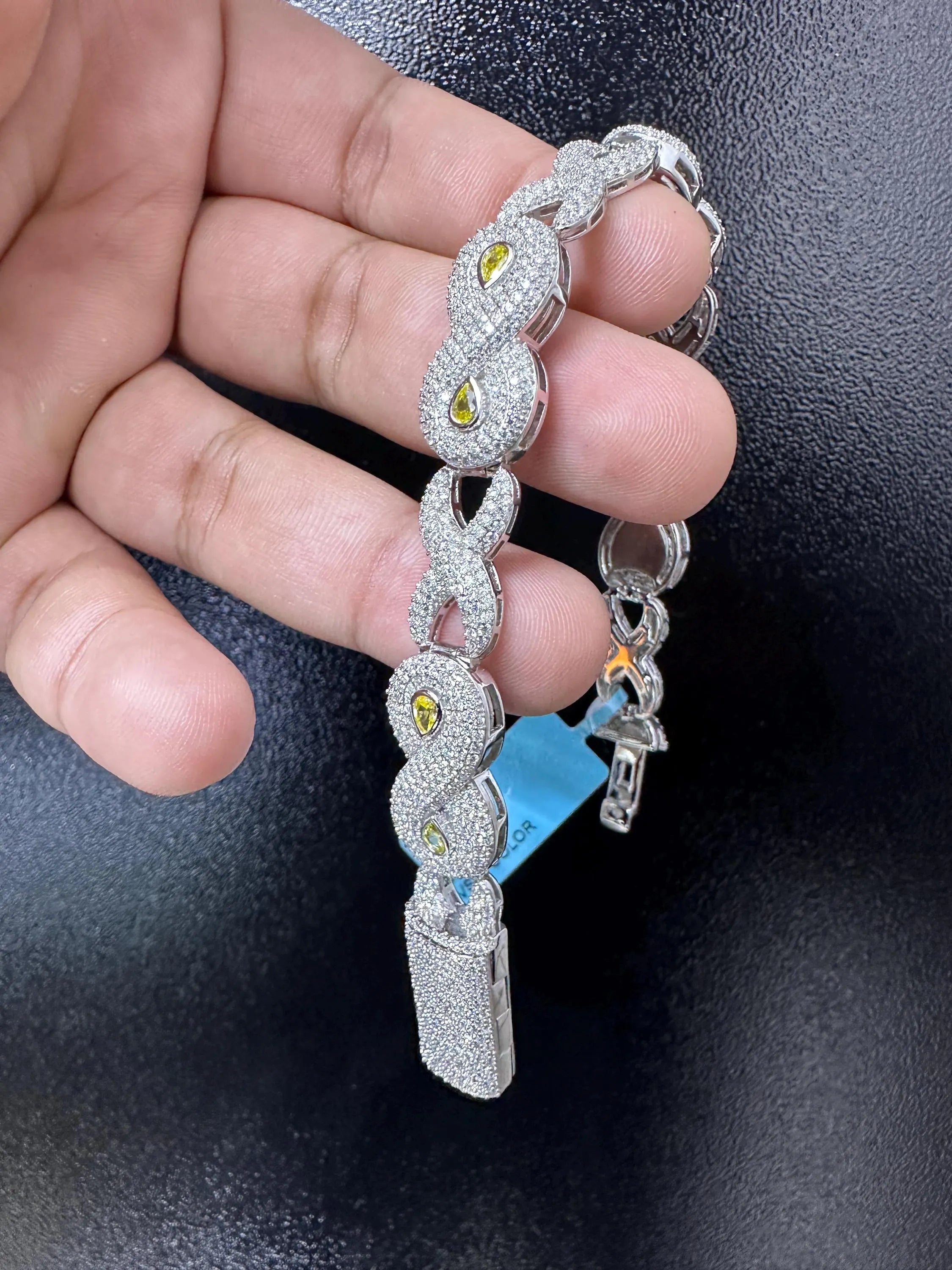 VVS1 Moissanite Infinity Bracelet: 925 Silver Hip Hop Jewelry , Moissanite Bracelet
