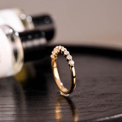 Solid Gold Moissanite Wedding Band, Half Eternity Ring