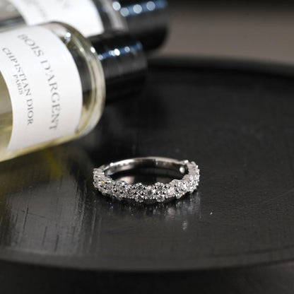 Solid Gold Round Cut Moissanite Wedding Band, Anniversary Ring