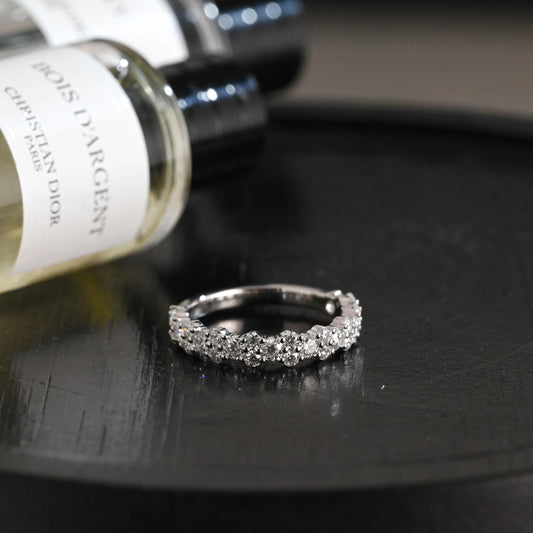 Solid Gold Round Cut Moissanite Wedding Band, Anniversary Ring