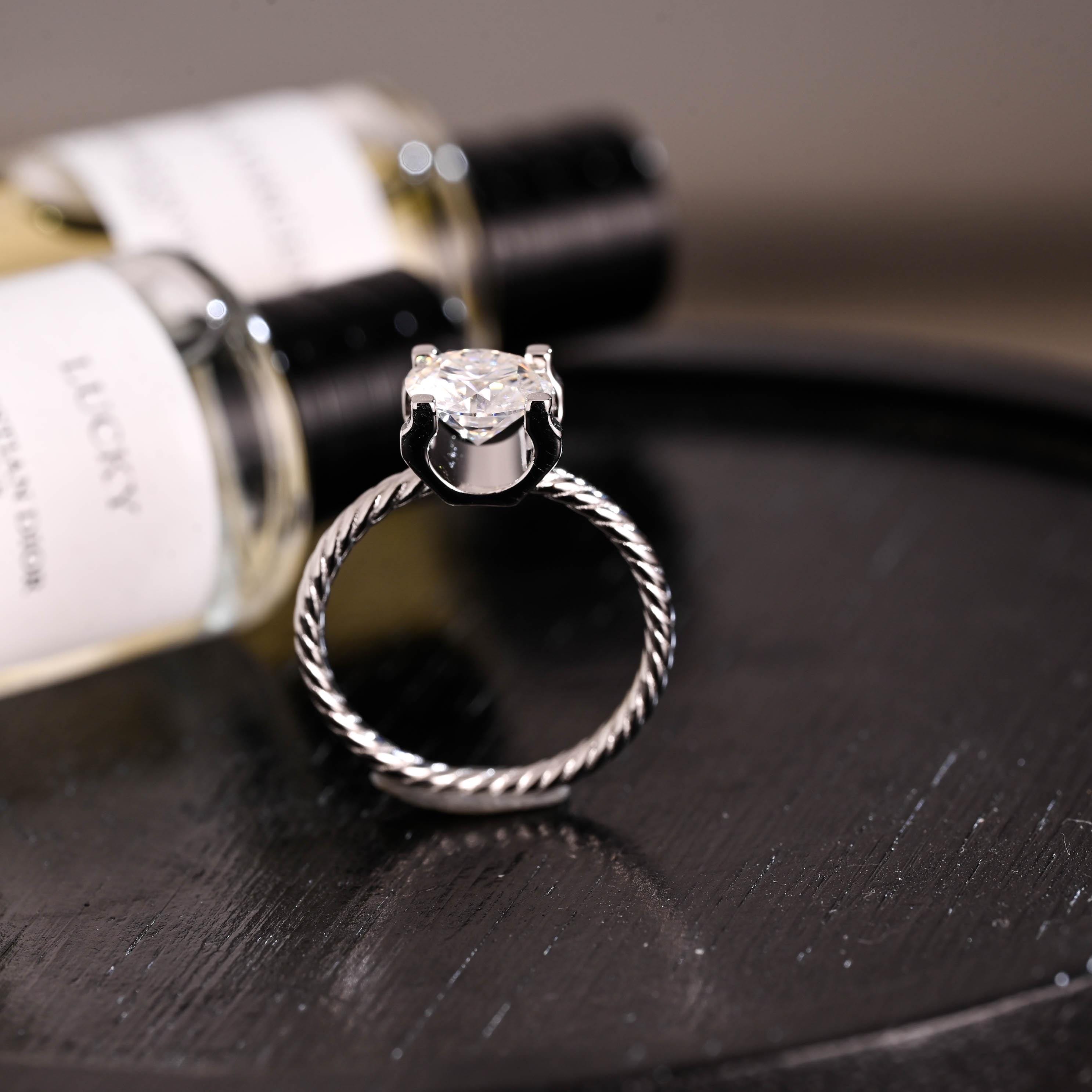 Solid Gold Round Cut Moissanite Engagement Ring, Wedding Ring, Anniversary Gift Birthday Gift for Women Wife