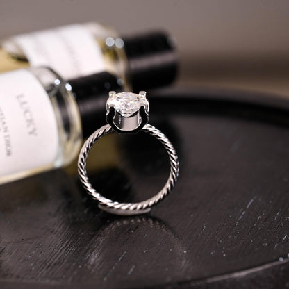 Solid Gold Round Cut Moissanite Engagement Ring, Wedding Ring, Anniversary Gift Birthday Gift for Women Wife