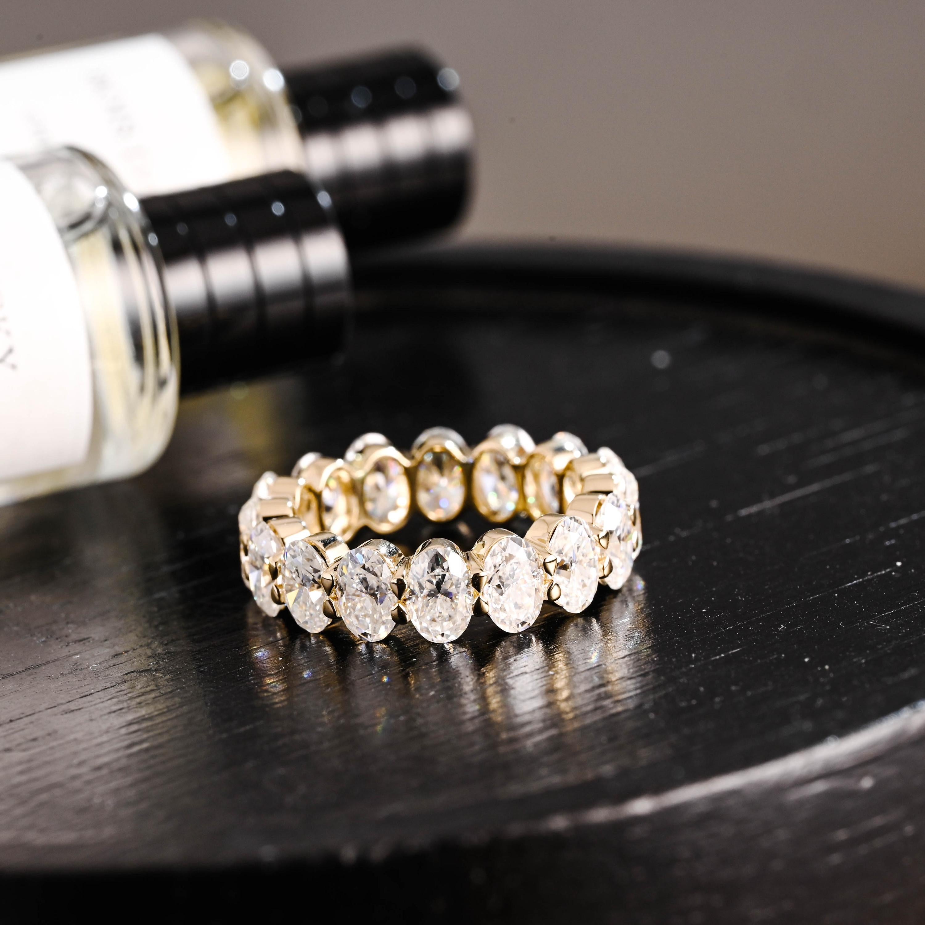 4*6mm Oval Moissanite Full Eternity Wedding Band, Solid Gold Ring