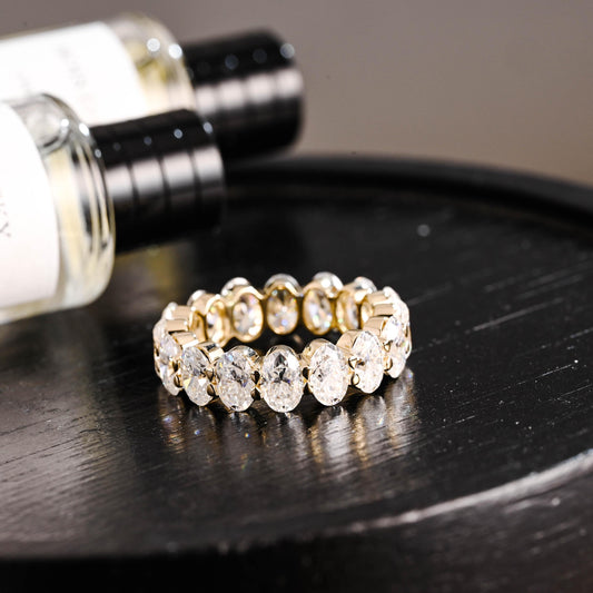 4*6mm Oval Moissanite Full Eternity Wedding Band, Solid Gold Ring