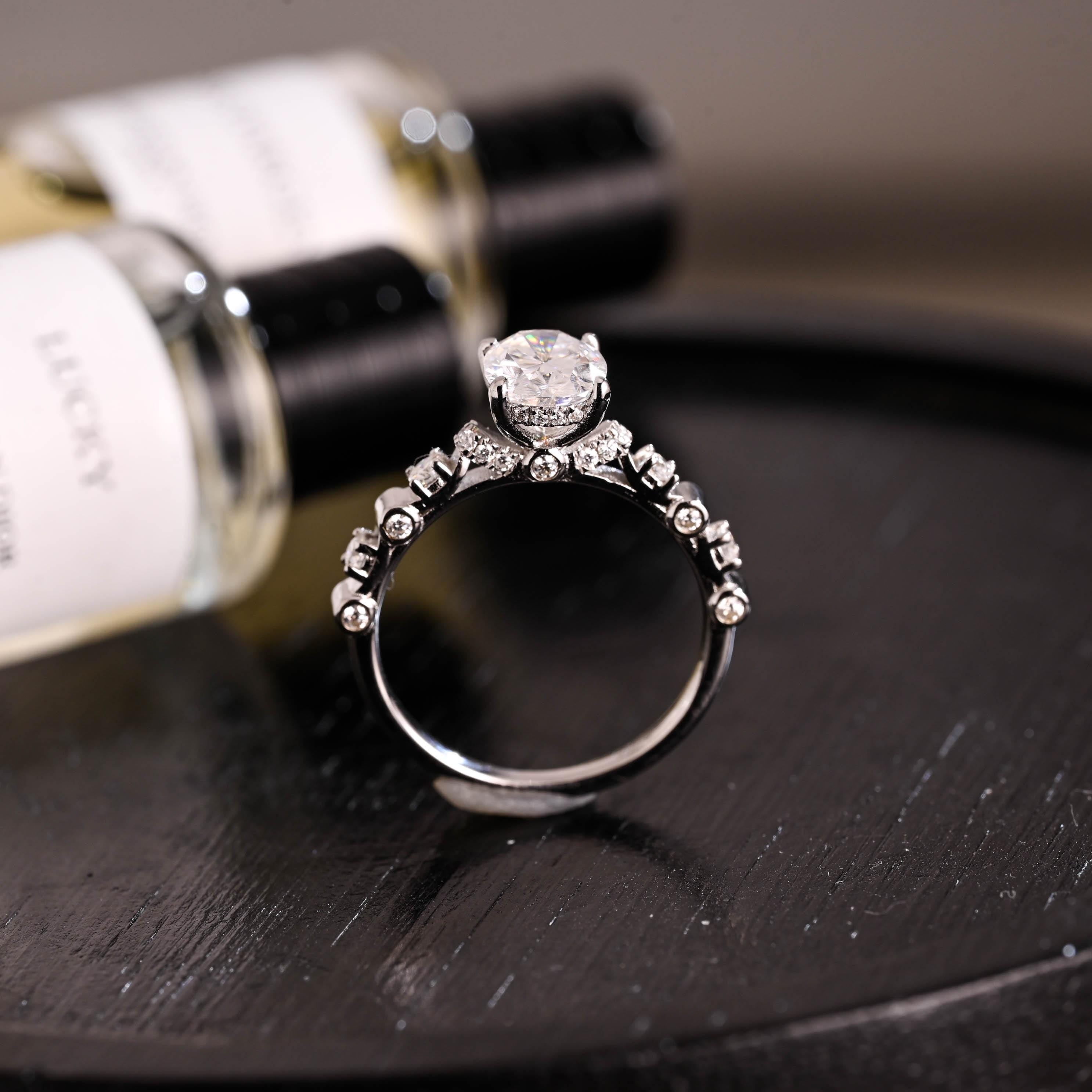 Solid Gold Oval Cut Moissanite Engagement Ring, Anniversary Gift Birthday Gift for Women Wife