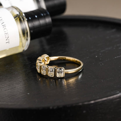 Solid Gold Radiant Cut Moissanite Wedding Band, Matching Ring