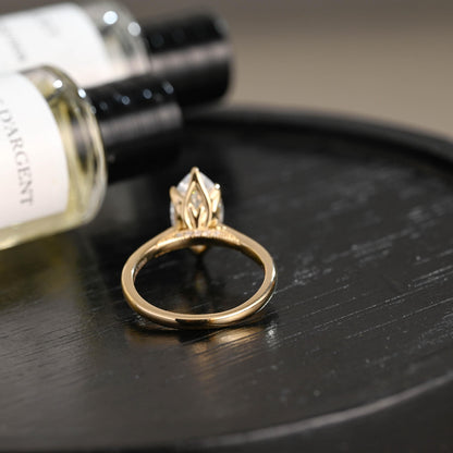 Tulip Marquise Moissanite Solid Gold Engagement Ring