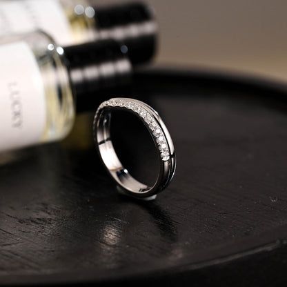 Solid Gold Curved Moissanite Wedding Band, Matching Ring