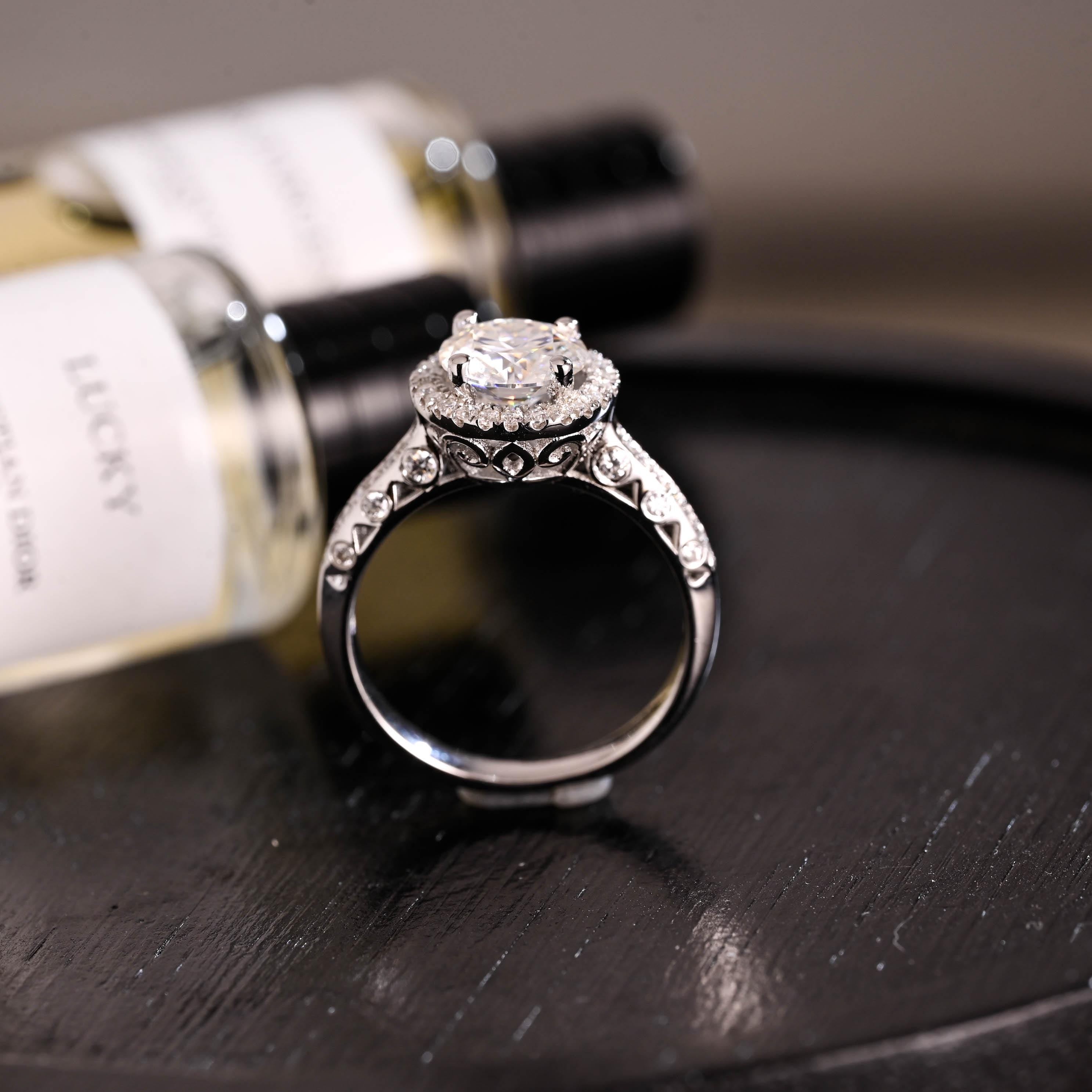 2.5mm Wide Solid Gold Round Cut Moissanite Engagement Ring, Anniversary Gift Birthday Gift for Women Wife