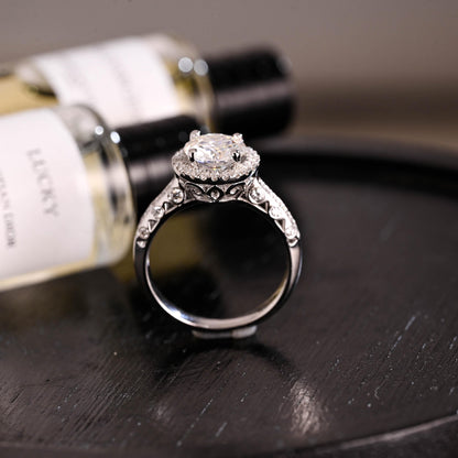 2.5mm Wide Solid Gold Round Cut Moissanite Engagement Ring, Anniversary Gift Birthday Gift for Women Wife