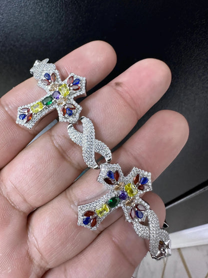 Iced Out Cross Bracelet: VVS Moissanite Hip Hop Jewelry, 12.64CTW