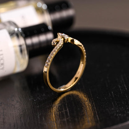 Curved Solid Gold Moissanite Wedding Band, Bezel Nest Anniversary Ring