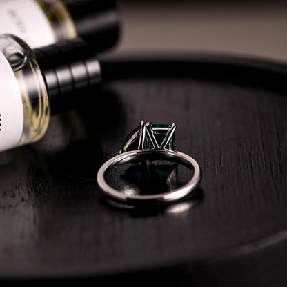 Lab Grown Sapphire Toi et Moi Wedding Ring, Solid Gold Emerald Gemstone Birthstone Memorial Ring