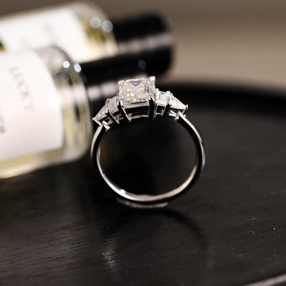 Solid Gold Emerald Cut Moissanite Engagement Ring, Proposal Ring, Promise Ring, Wedding Ring, Anniversary Gift Birthday Gift for Women Wife