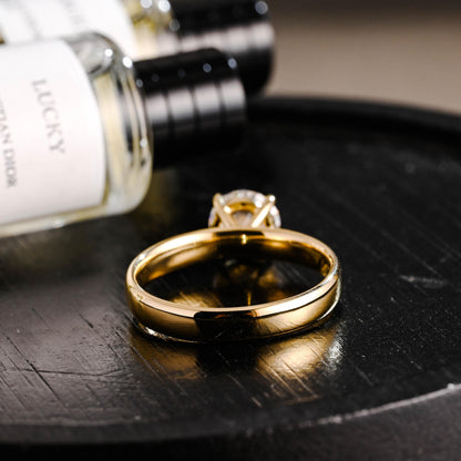 4mm Solid Gold Round Cut Moissanite Engagement Ring, Wedding Ring, Anniversary Gift for Women