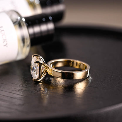 Solid Gold Princess Cut Moissanite Ring, Solitaire Engagement Ring