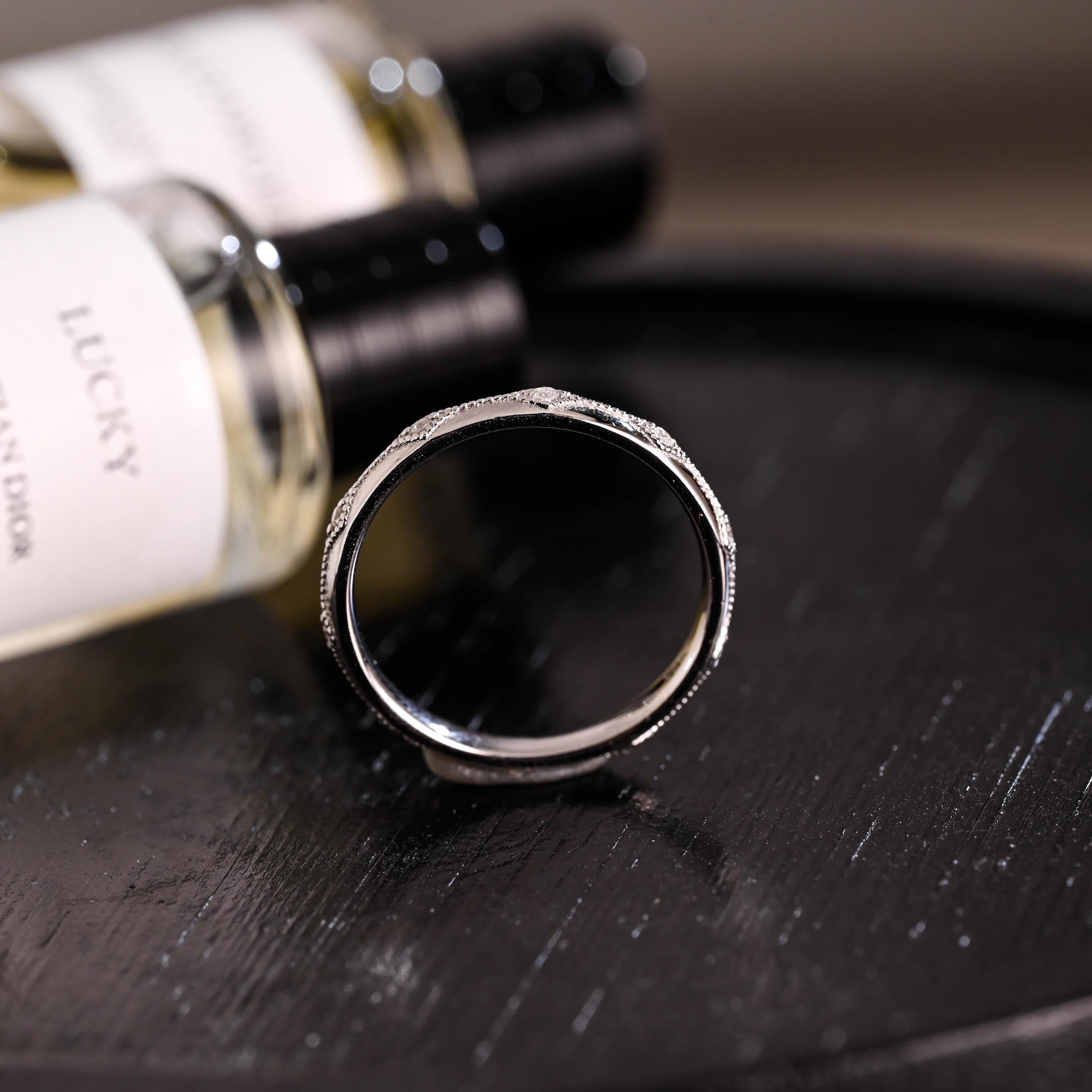 Solid Gold Moissanite Wedding Band, Round Cut Matching Ring