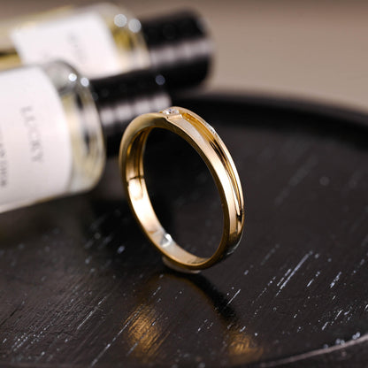 Solid Gold Round Cut Moissanite Wedding Band, Anniversary Ring