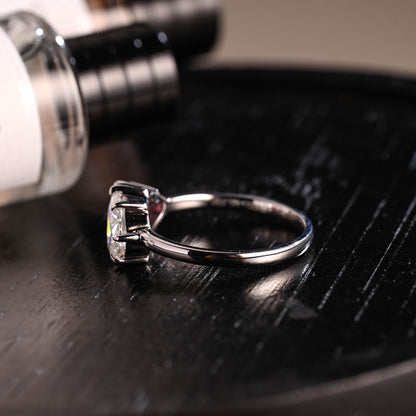 Toi et Moi Garnet Ring Pear Moissanite Engagement Ring, Solid Gold Heart Shaped Garnet Ring