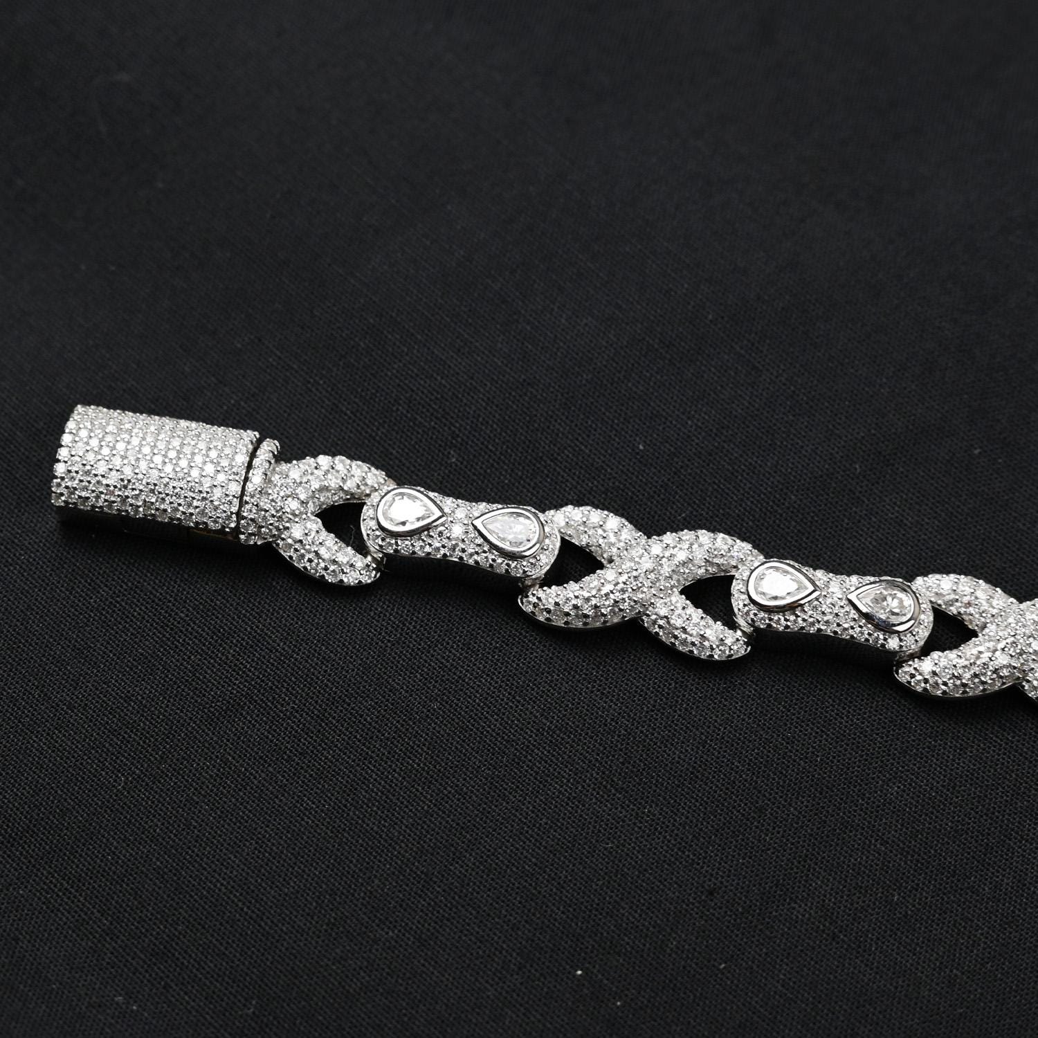 Iced Out Moissanite Infinity Bracelet: 925 Sterling Silver, 10 Carat