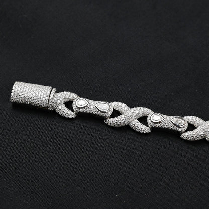 Iced Out Moissanite Infinity Bracelet: 925 Sterling Silver, 10 Carat
