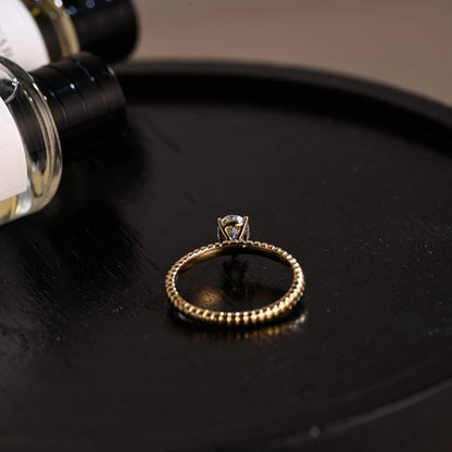 Solid Gold Pear Cut Moissanite Engagement Ring, Twisted Band Solitaire Pear Moissanite Wedding Ring