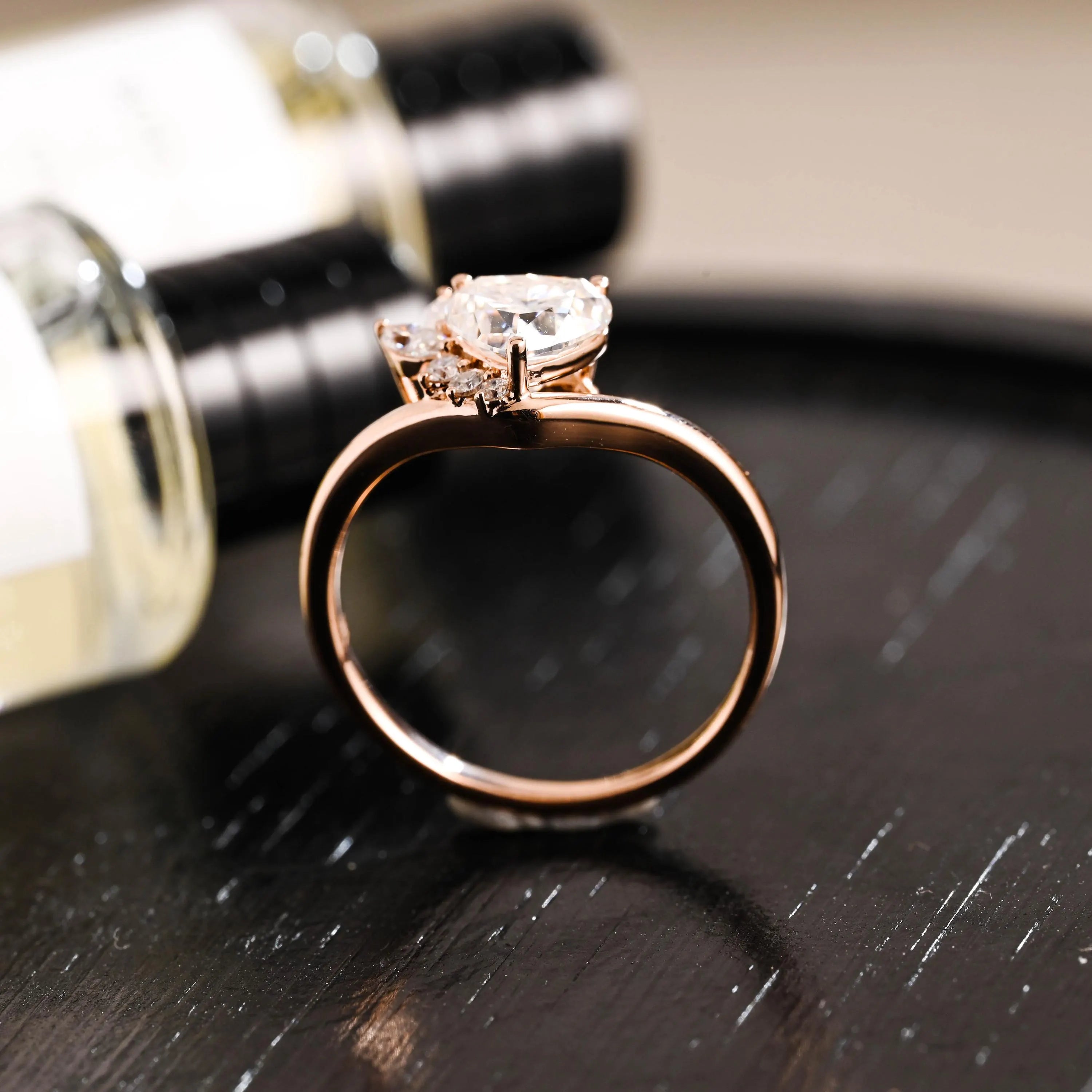 Solid Gold Heart Moissanite Engagement Ring, Marquise Promise Ring, Anniversary Gift Birthday Gift for Women