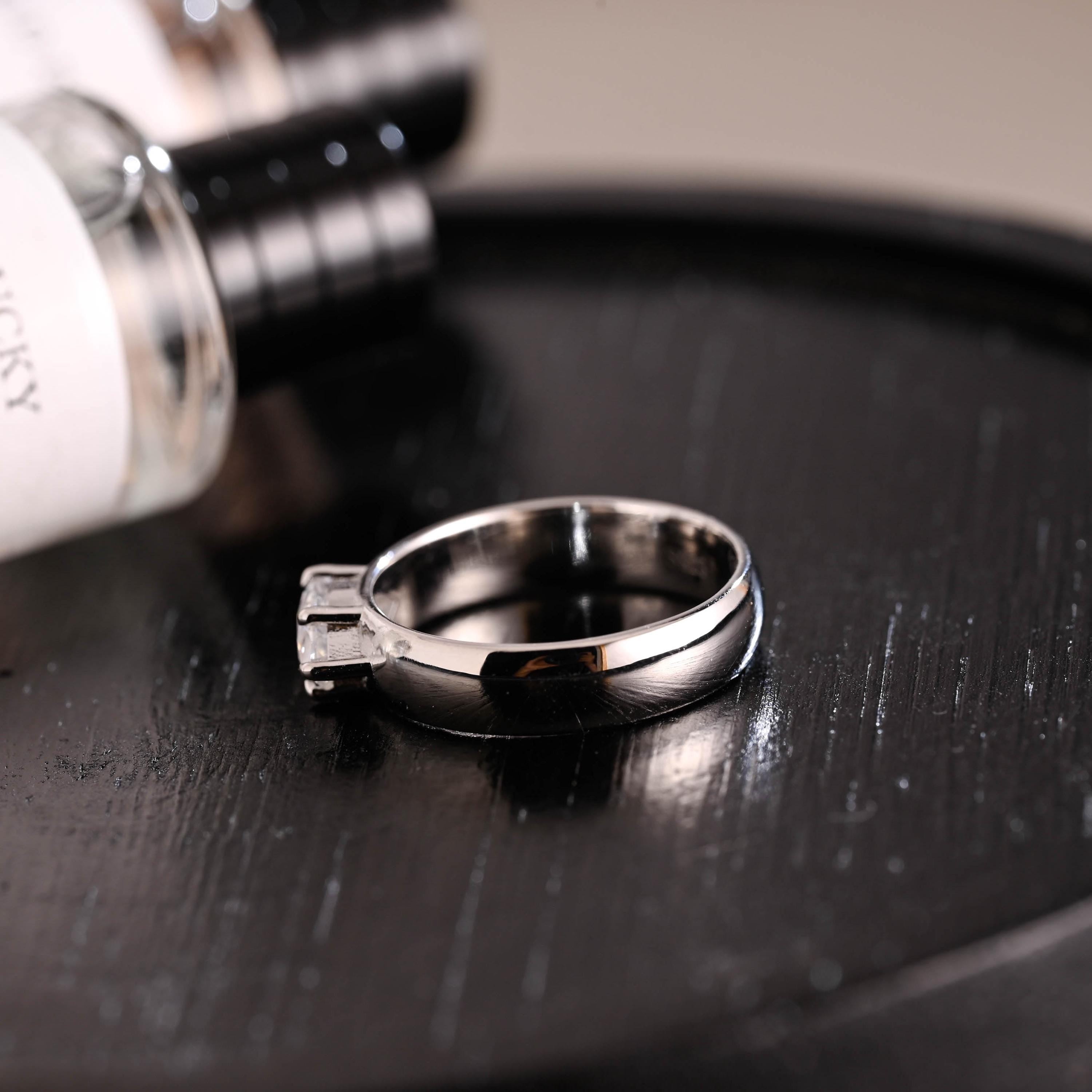 Solid Gold Marquise Moissanite Engagement Ring, 4.5mm Width Anniversary Ring