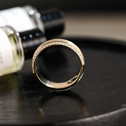 Solid Gold Round Cut Moissanite Wedding Band, Anniversary Ring